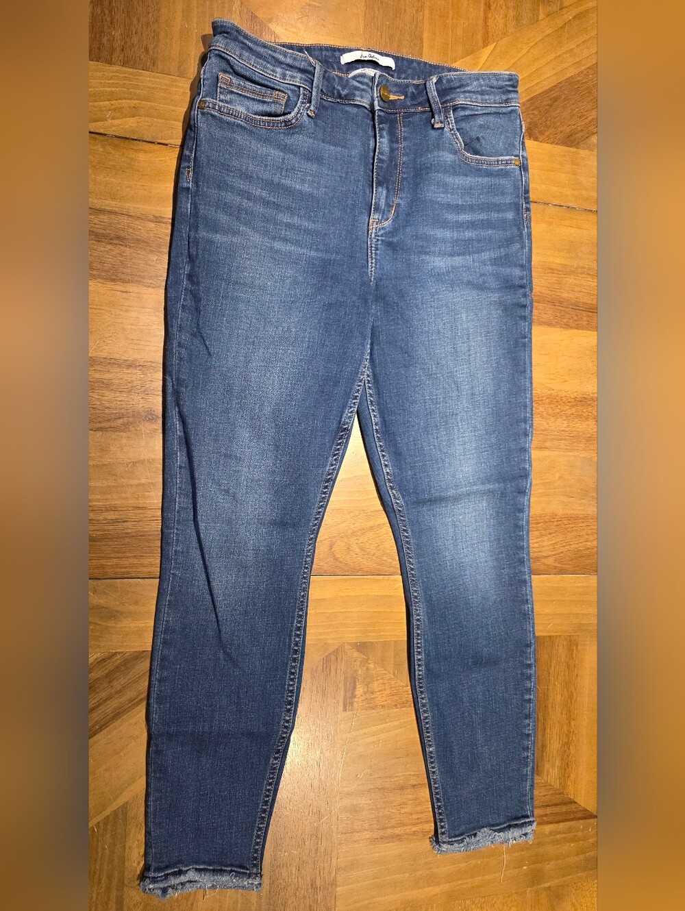 Sam Edelman High Rise Skinny Ankle Blue Jeans "The Stiletto" Sz 29 Raw Hem
